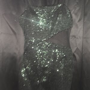 Trixxi Black Asymmetrical Sequin Dress